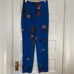 Diane Von Furstenberg silk blend floral tropical print high waisted pants
